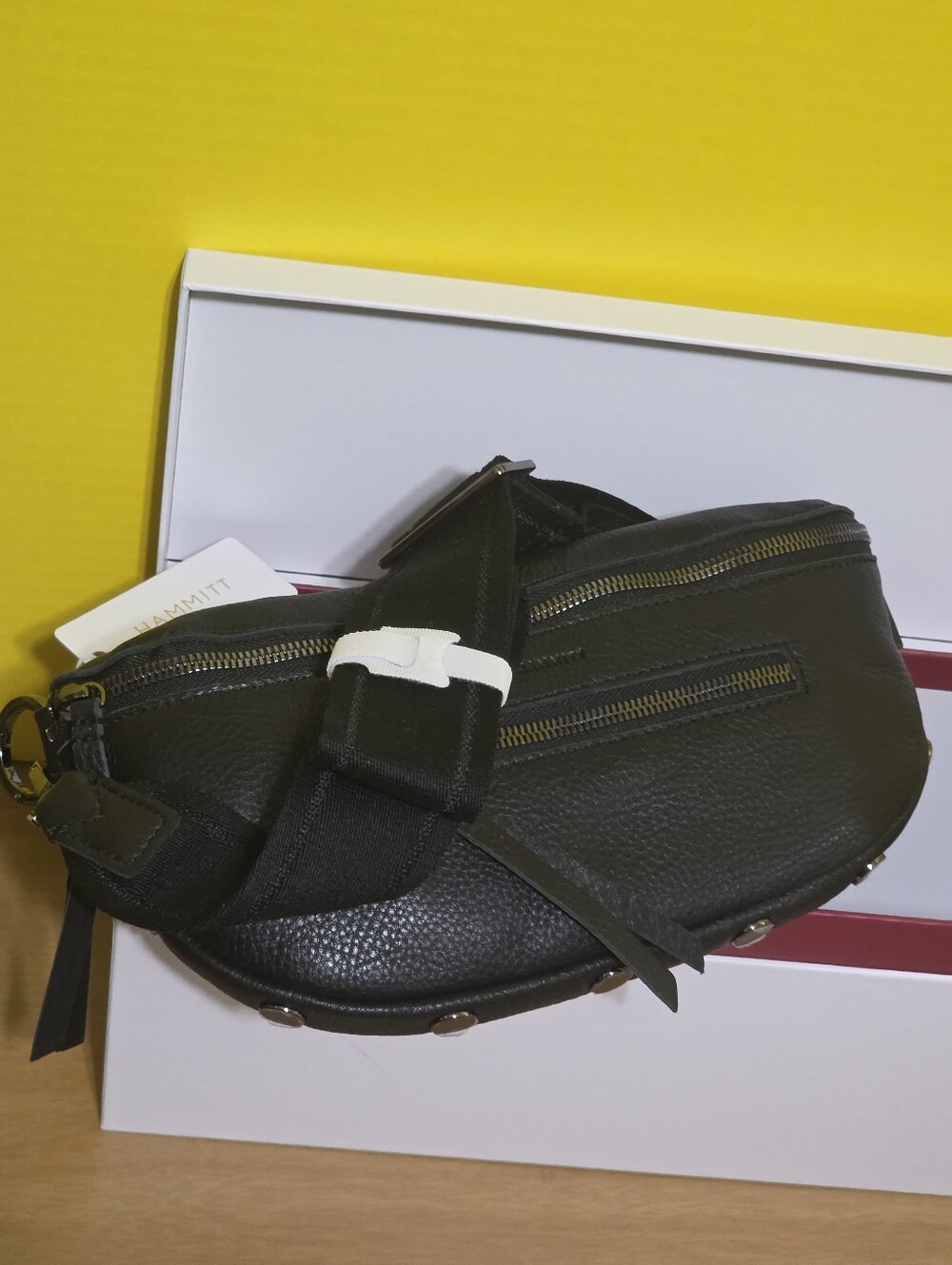 Hammitt Black  Leather MD Charles Crossbody Bag